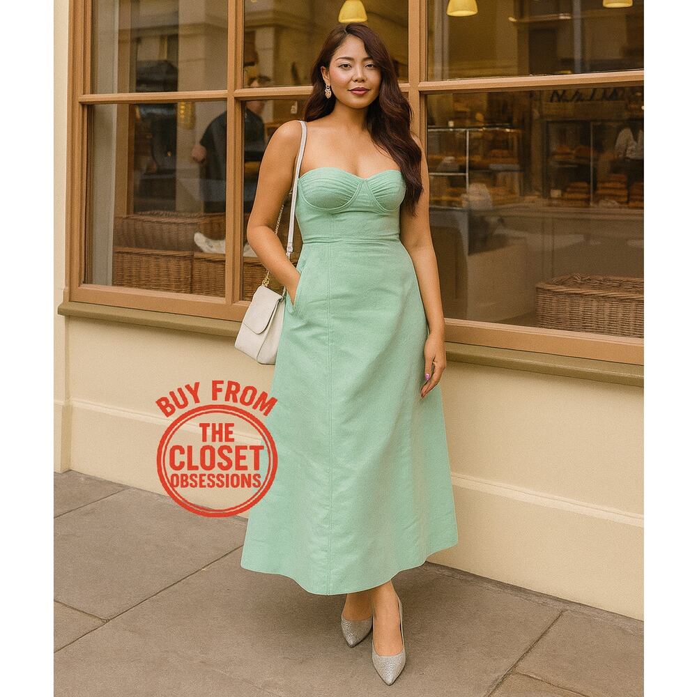 MANGO Corset-Style Strapless Midi Dress 💚✨ NWT - Picture 6 of 16